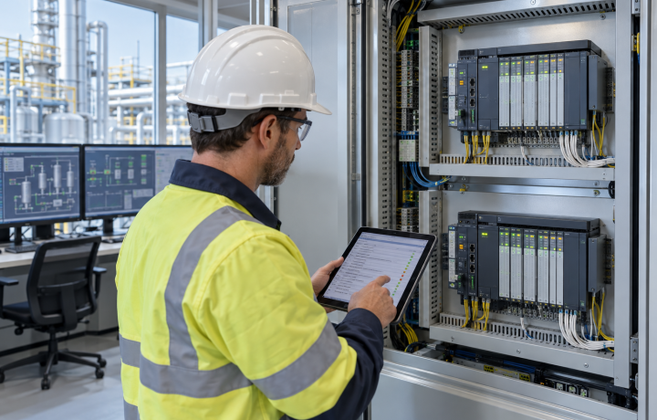 Bright process control cabinet during redundant DCS controller failover validation 2026